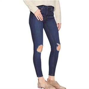 Free People High Rise Distressed Blue Jeans